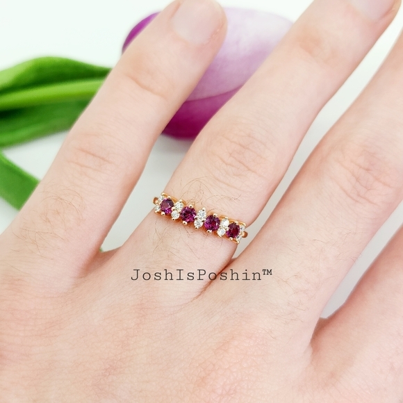 0.75CT Moissanite Pyrope Garnet wedding band ring in sterling silv… - Picture 6 of 14